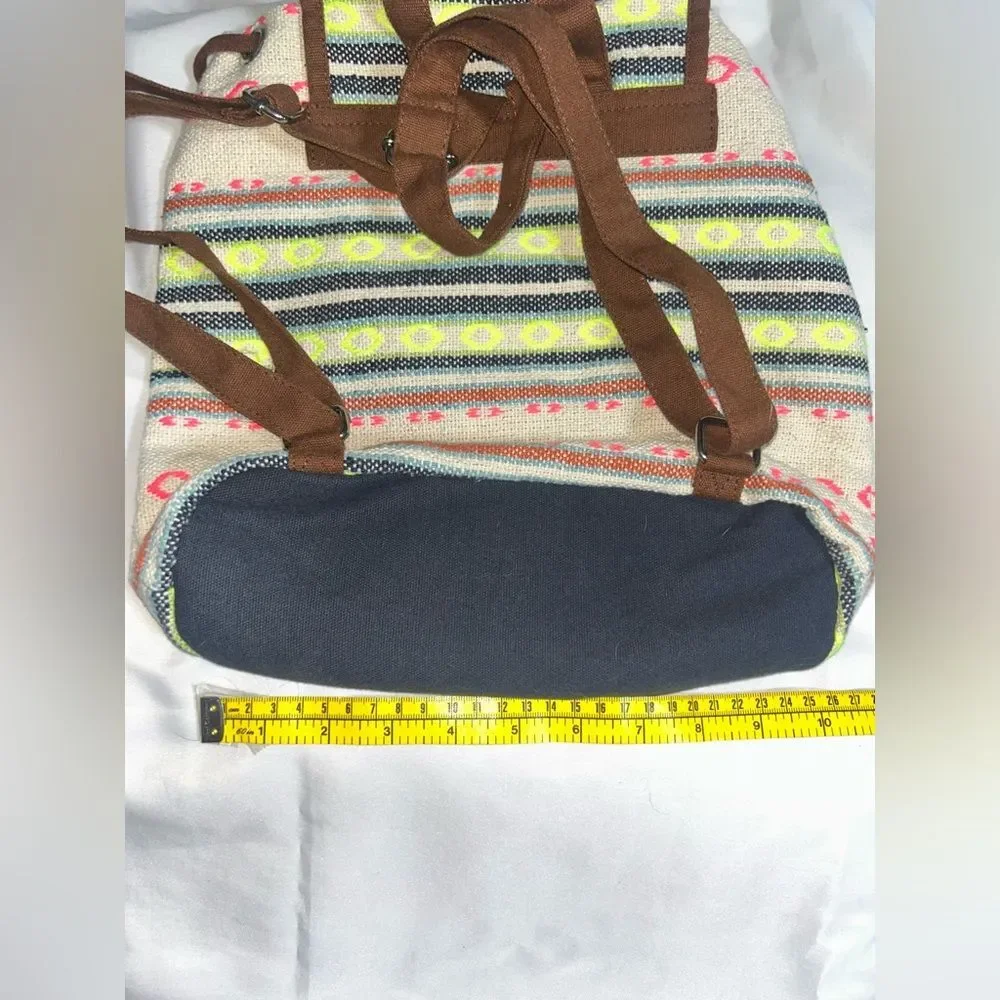 Backpack Linen Canvas Hobo Multicolor Natural Minimalist School Bags School